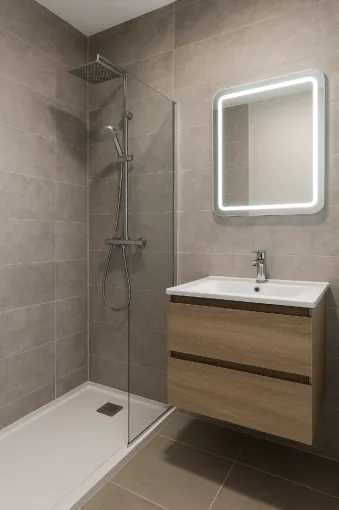 Rénovation complète de salle de bain à Cambrai : FW Deco transforme un espace pour un futur Airbnb, Cambrai, FW DECO